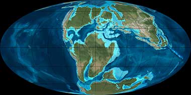 Die Erde am Beginn der Kreidezeit vor 120 Millionen Jahren